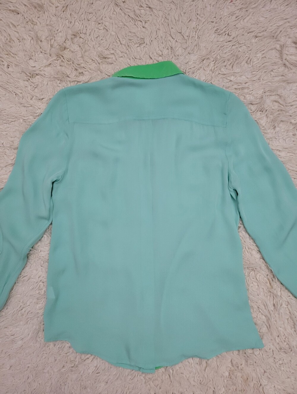 J Crew Collection Silk Colorblock Button Down Collared Blouse Sz 8 - Picture 9 of 9